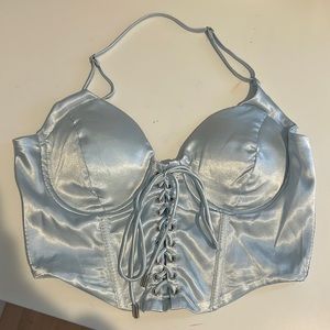 Light blue corset halter top